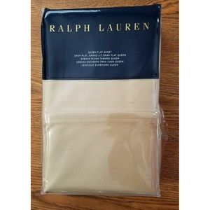 RALPH LAUREN Queen Flat Sheet RL464 SOLID PERCALE BURNISHED CHAMOIS MSRP $115